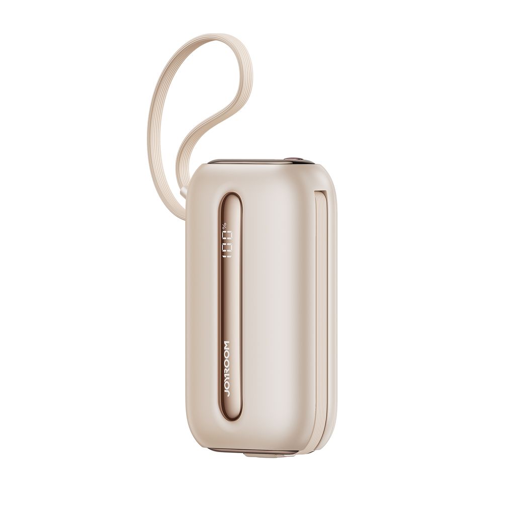 Joyroom JR-L012 Ultra powerbank 20000mAh met USB-C/Lightning-kabels - Abrikoos