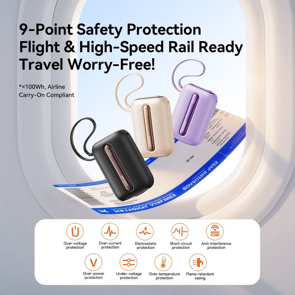 Joyroom JR-L012 Ultra powerbank 20000mAh met USB-C/Lightning-kabels - Paars