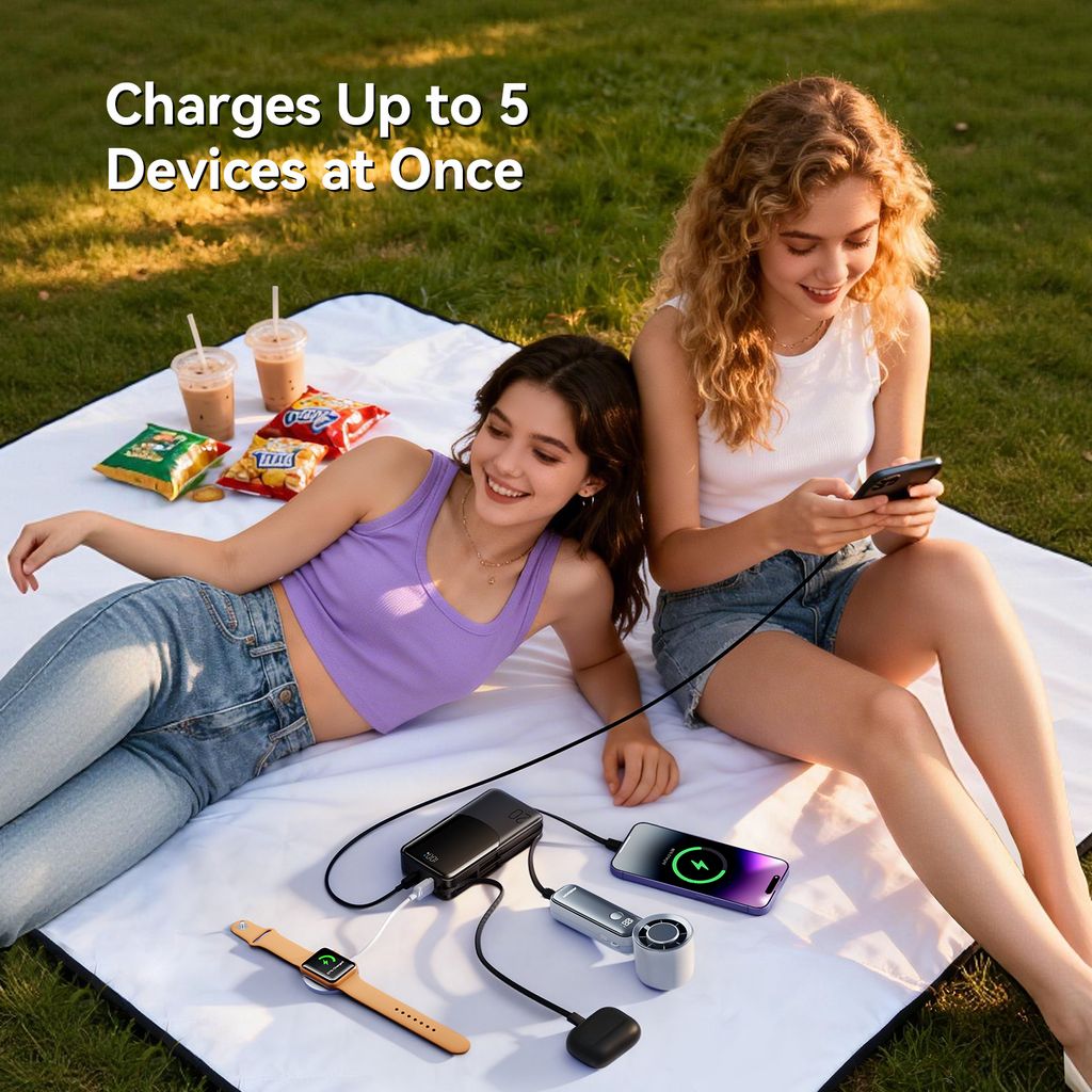 Joyroom JR-PC2 Powerbank 20000mAh met ingebouwde USB-C/Lightning-kabels – Zwart