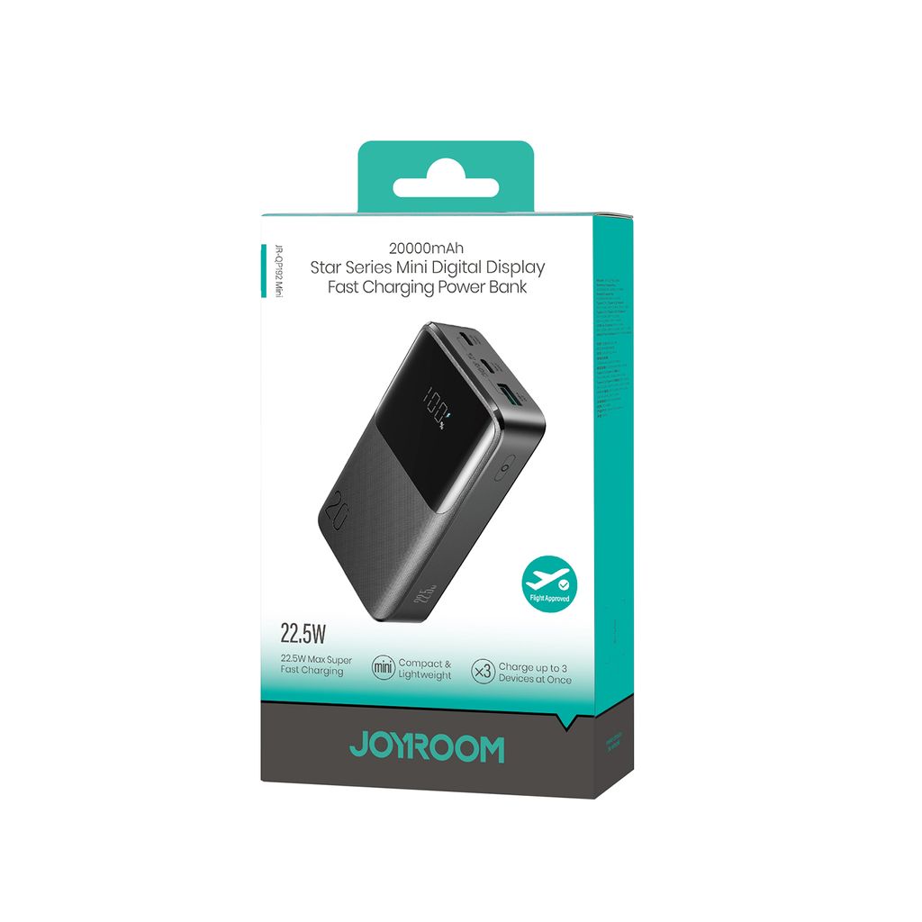 JOYROOM JR-QP192 Mini Powerbank 20 000 mAh med 22,5 W hurtiglading - Svart