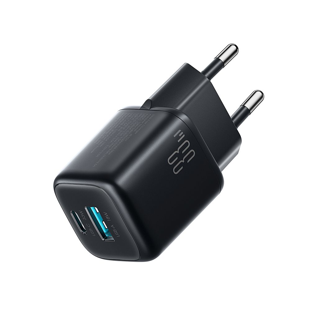 Joyroom JR-TG7 dobbelportslader 33W + A9 USB-C til Lightning-kabel 1m – svart