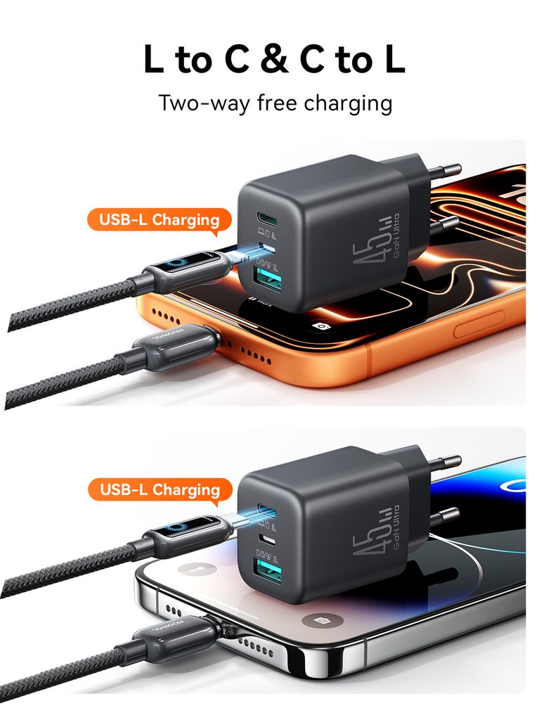 Joyroom JR-TO1 45W GaN Laddare 2x USB-C/1x USB-A – Svart