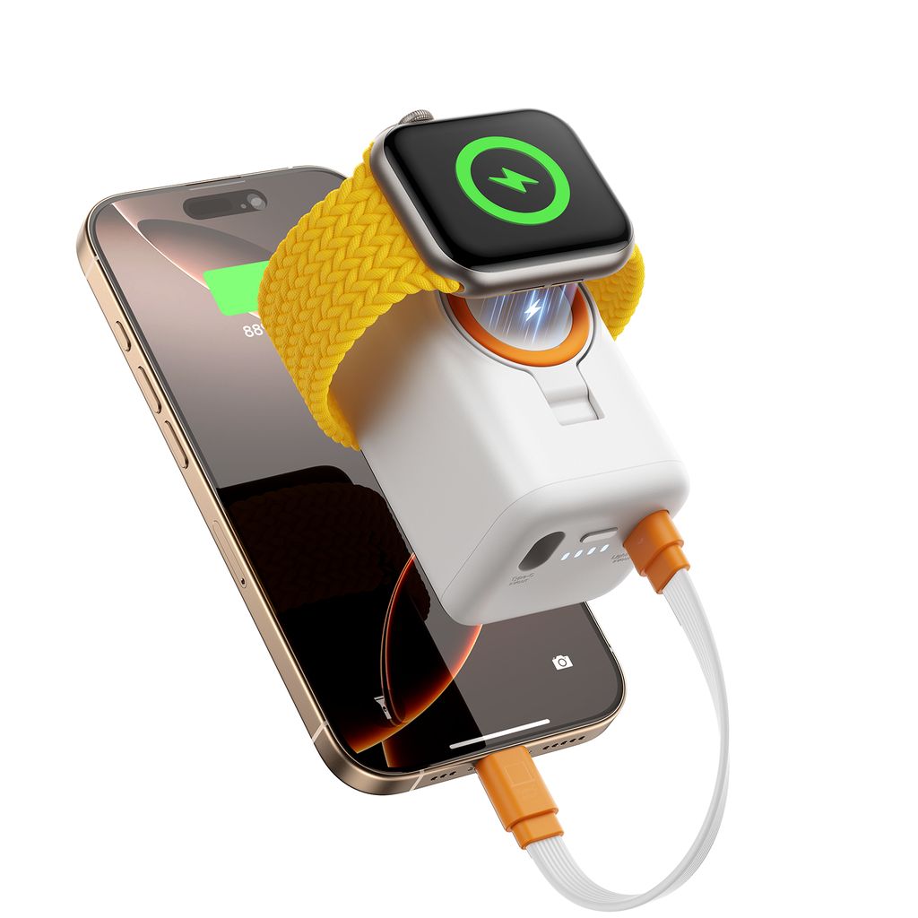 Joyroom USB-C / Apple Watch Magneettinen Langaton Laturi Varavirtalähde 5000mAh - Valkoinen