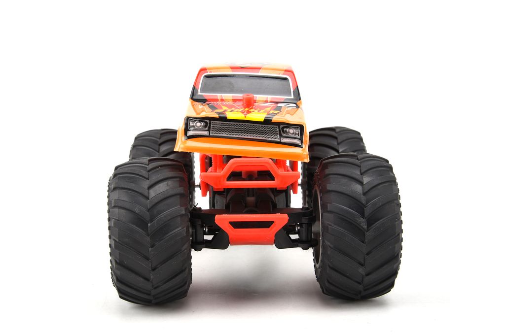 Gear4Play 1:28 Big Wheel Monster Truck Radio-ohjattava auto – Punainen/Keltainen