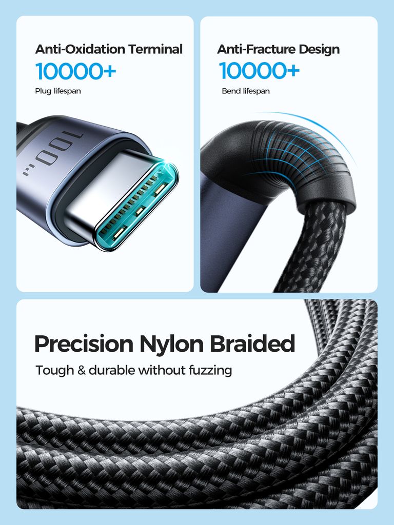 Joyroom 3-in-1 USB-A - Lightning, USB-C, Micro-USB, 100W, 1.2m - Musta