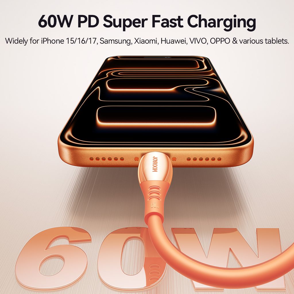 Joyroom S-A59 hurtigladekabel USB-C til USB-C 1,2 m – Oransje