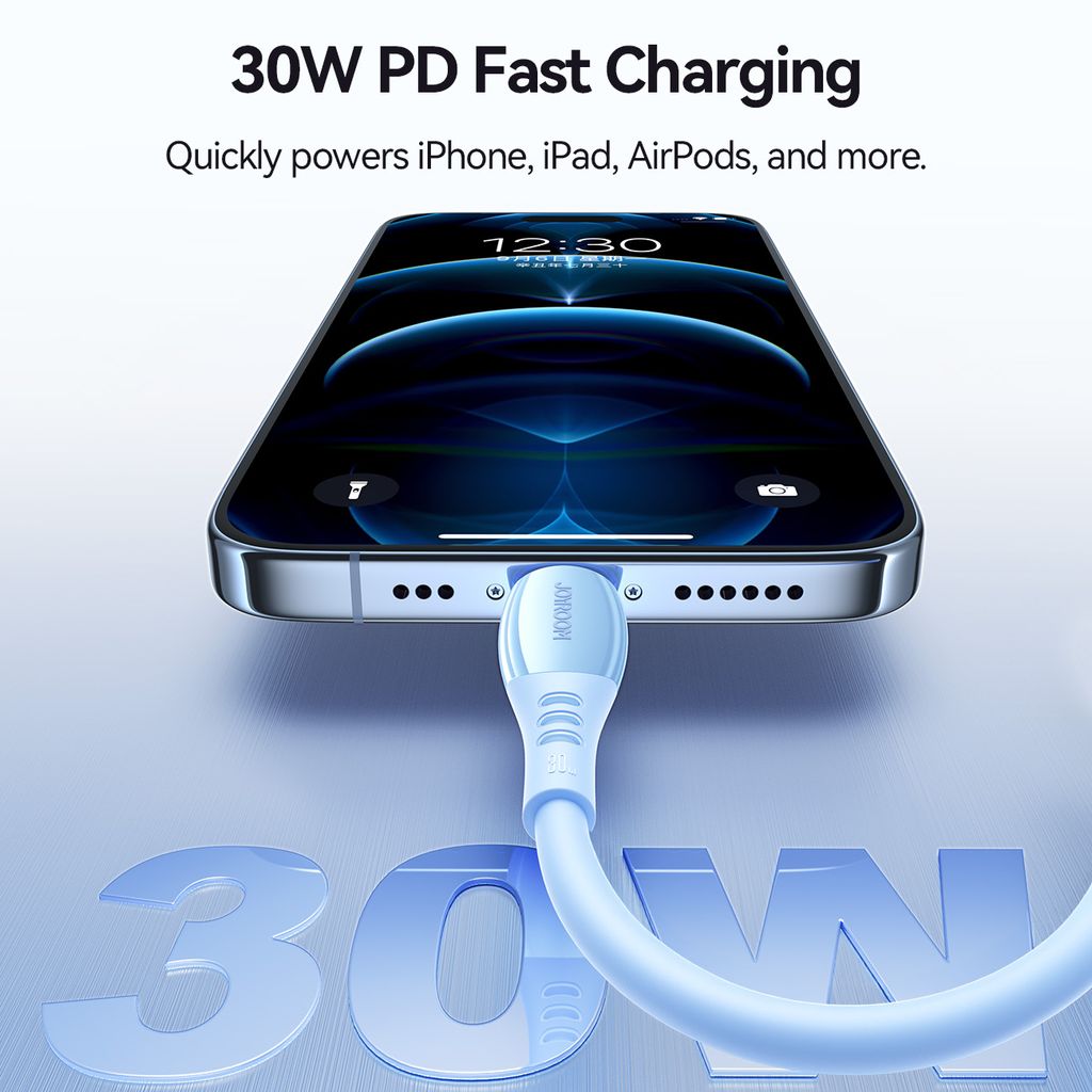 Joyroom S-A59 30W hurtigladekabel USB-C til Lightning 1,2m – blå