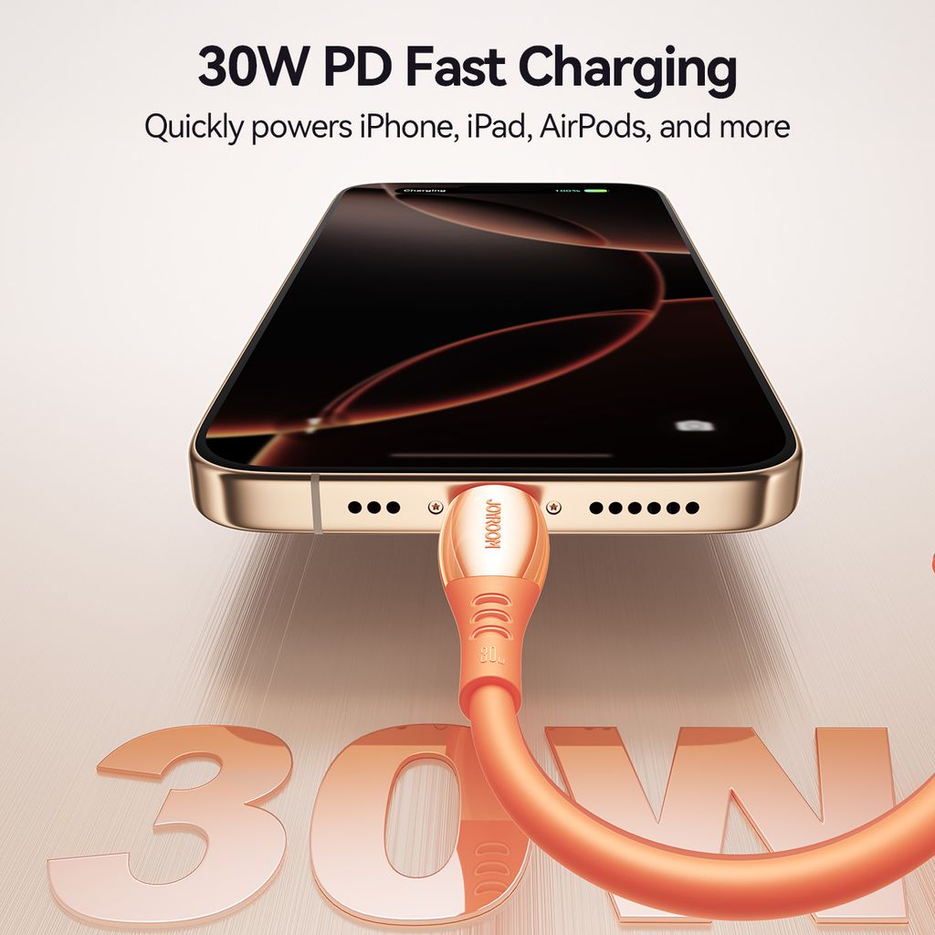Joyroom S-A59 fastladekabel USB-C til Lightning 30W 1.2m – Oransje