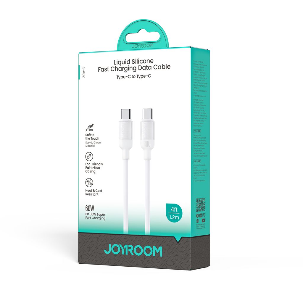 Joyroom S-A62 Lively Series snellaadkabel 30W USB-C naar USB-C – Wit