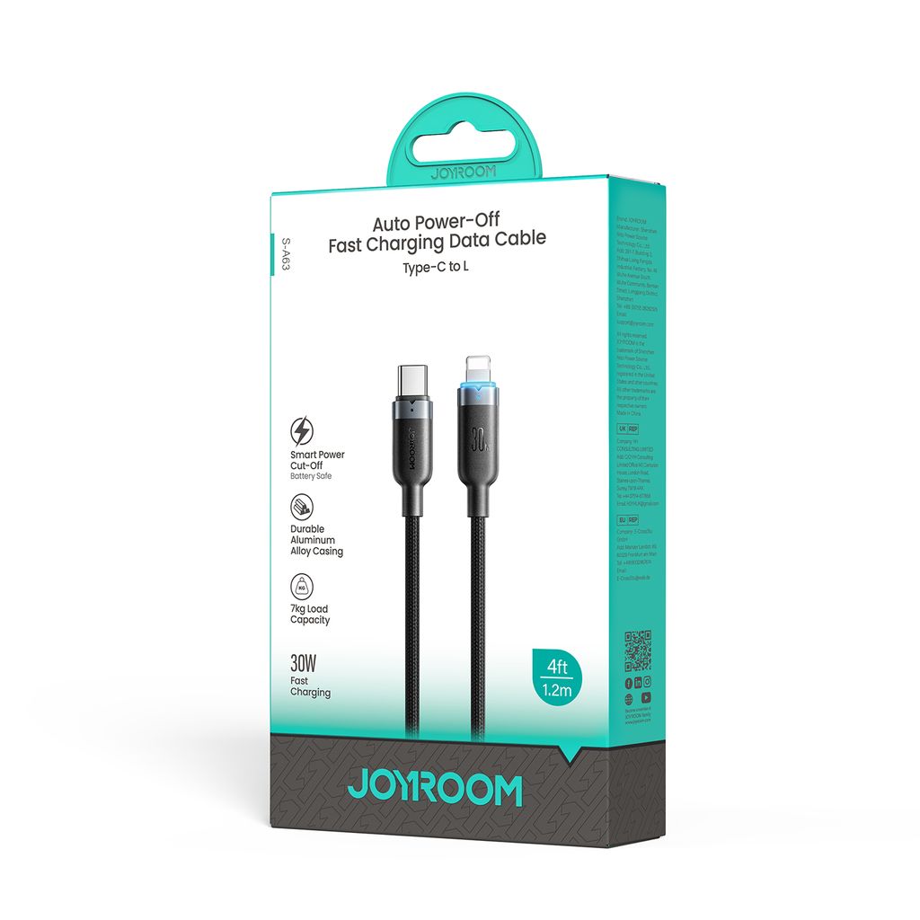 Joyroom S-A63 StarWay Series snellaadkabel USB-C - Lightning 1,2 m - Zwart