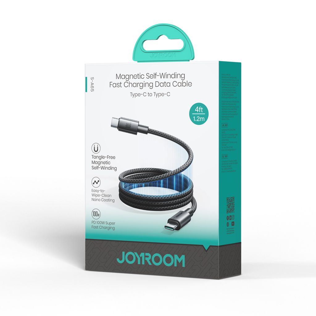 Joyroom MagEase 100W magneettinen itsekelautumiskaapeli USB-C - USB-C, 1,2 m