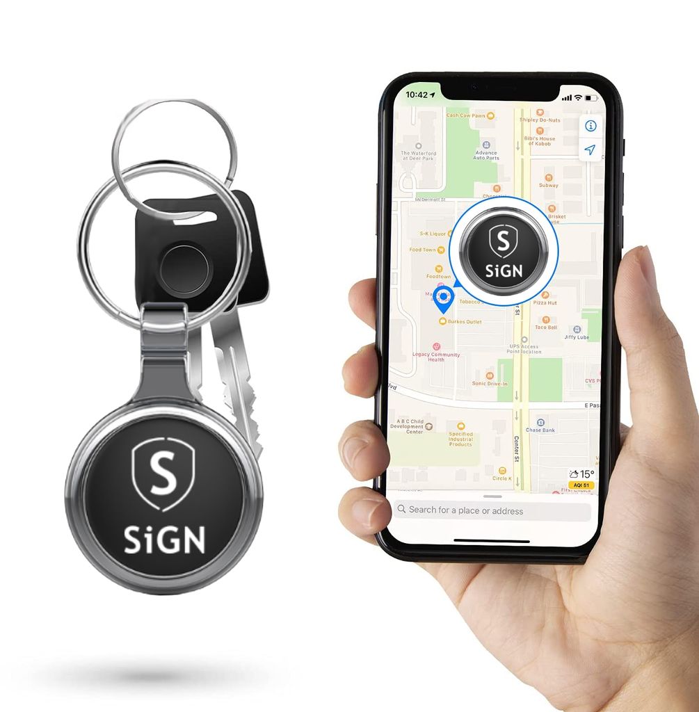 SiGN Smart Bluetooth Finder + nyckelring i konstläder – svart