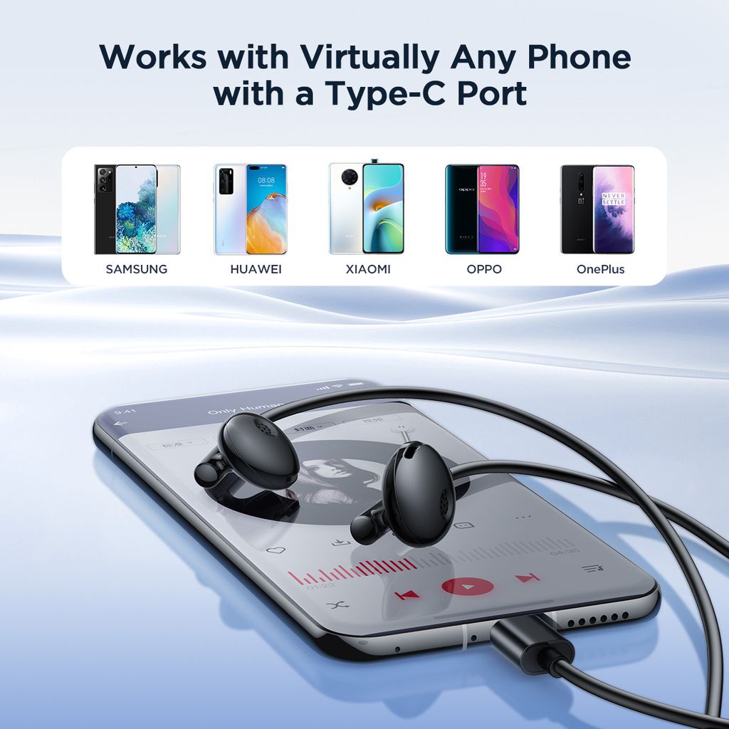 SiGN USB-C-serien Half In-Ear-hörlurar med kabel – Svarta