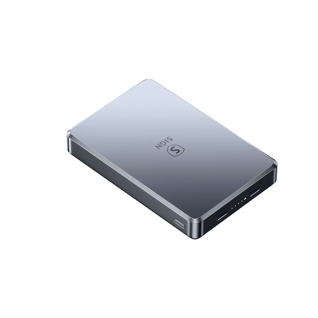 SiGN Ultratunn Magnetisk Powerbank 10000mAh, 22.5W – Grå