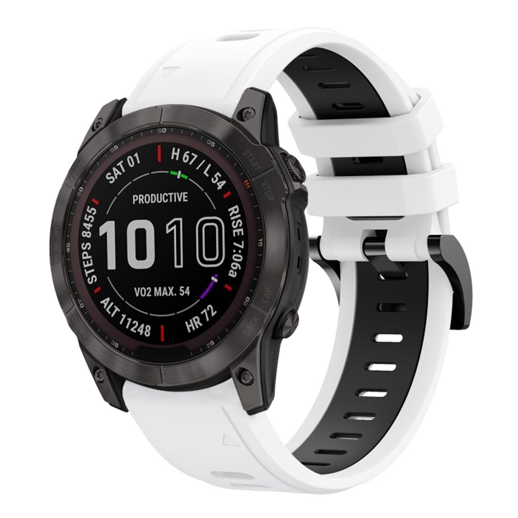Garmin Fenix 7X Solar Klokkereim i silikon tofarget - Svart / Hvit