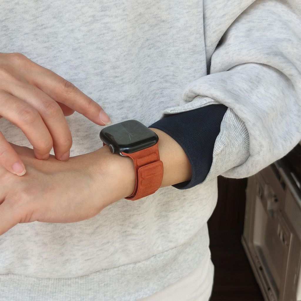 Apple Watch 49/46/45/44mm kellonranneke mokkanahka magneettinen - ruskea