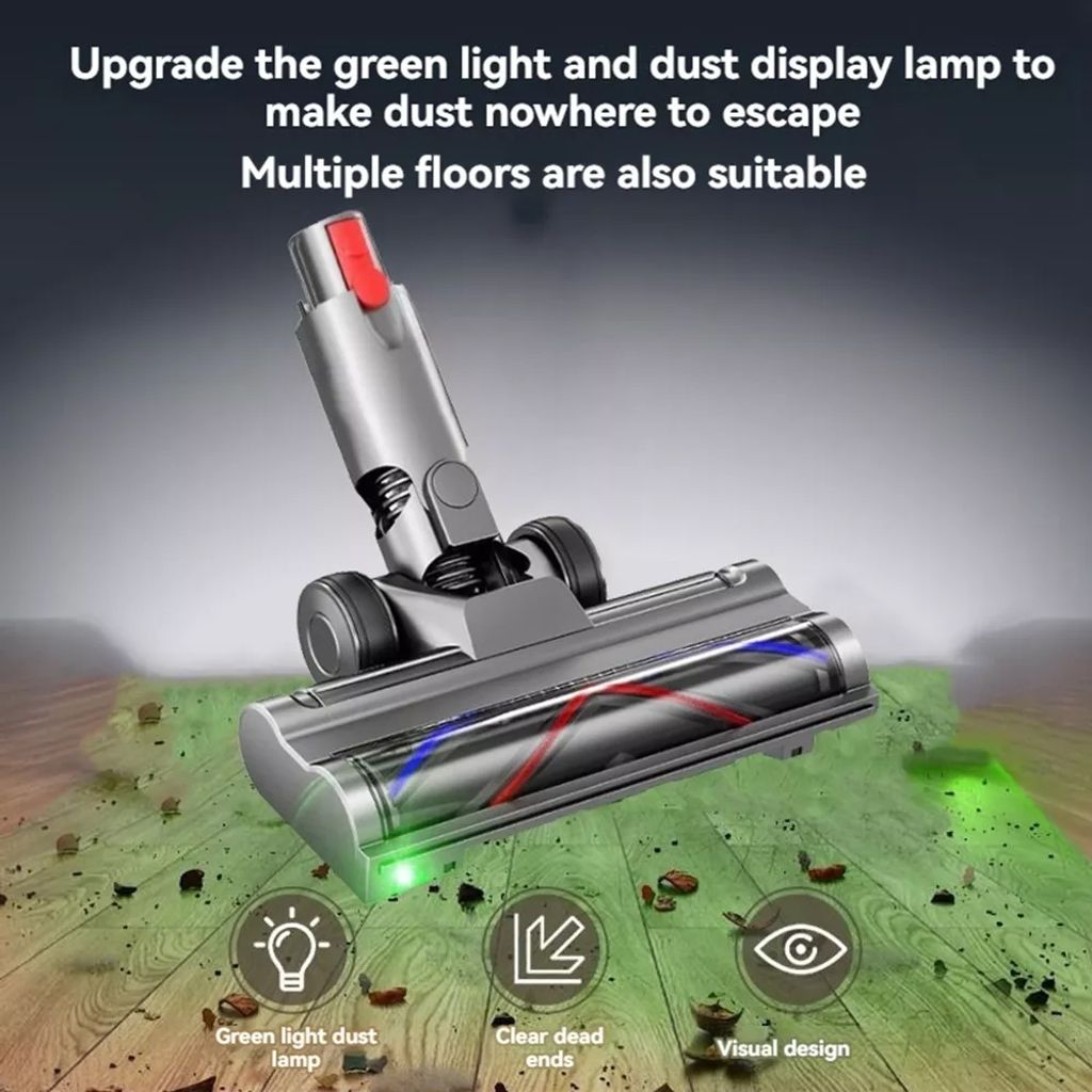 Direktdriven golvbortse med dammlampa för Dyson V10 Slim / V12 Slim
