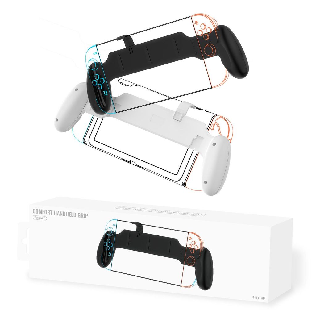 Ergonominen kahva Nintendo Switch 2 / Switch / Switch OLED -ohjaimelle - musta