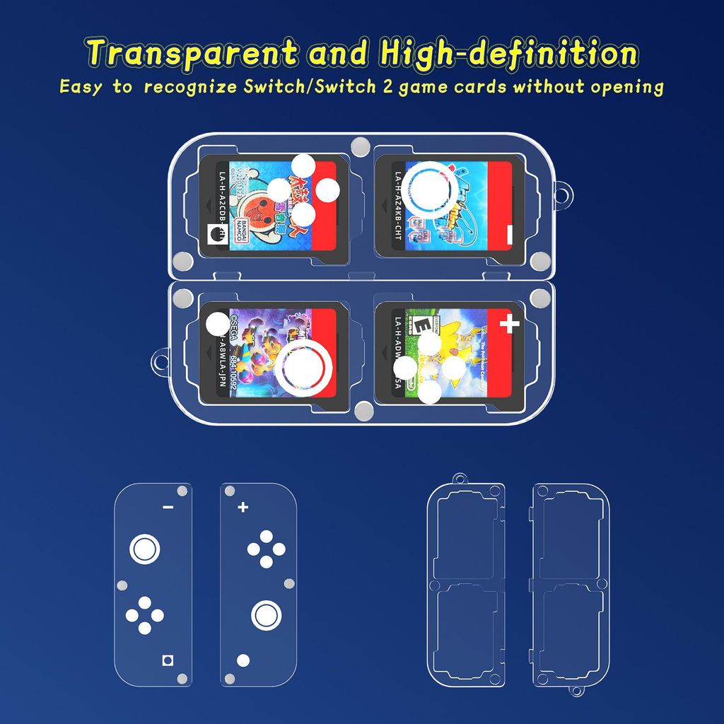 Pelikorttien säilytyslaatikko Nintendo Switchille / Switch 2:lle – Läpinäkyvä