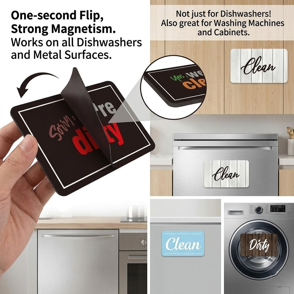 Opvaskemaskinemagnet Clean/Dirty – sort