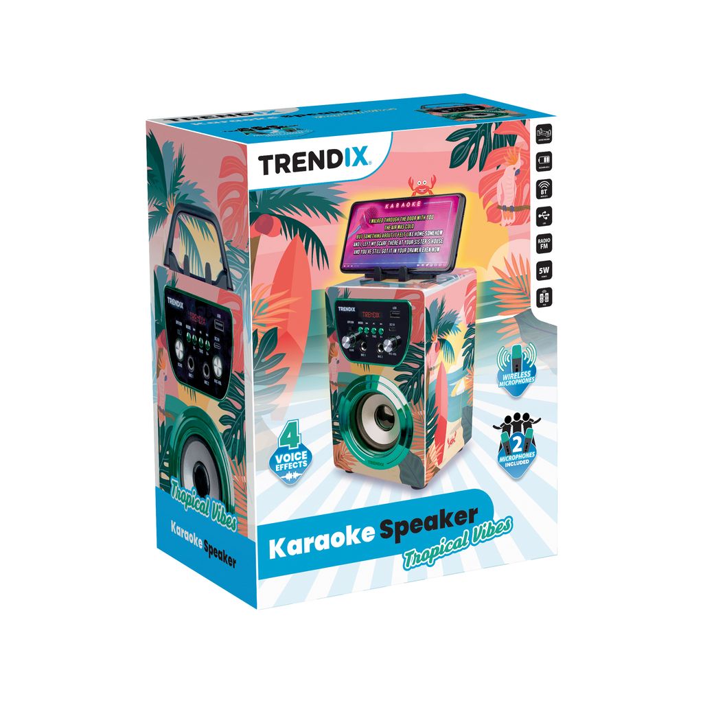 Trendix Karaokelaitekaiutin + Bluetooth-mikrofonit trooppiseen tunnelmaan