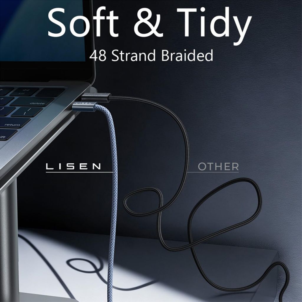 Lisen USB-C till USB-C-kabel 240W, 2m, 2-pack – Mörkblå