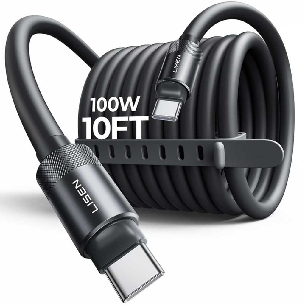 Lisen L115 USB-C till USB-C-kabel, 100W, 3m – Svart