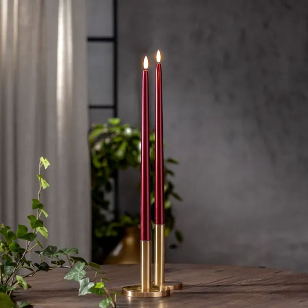 Star Trading LED-Antikkerze, 2er-Pack, Flamme Metal, 39 cm – Rot