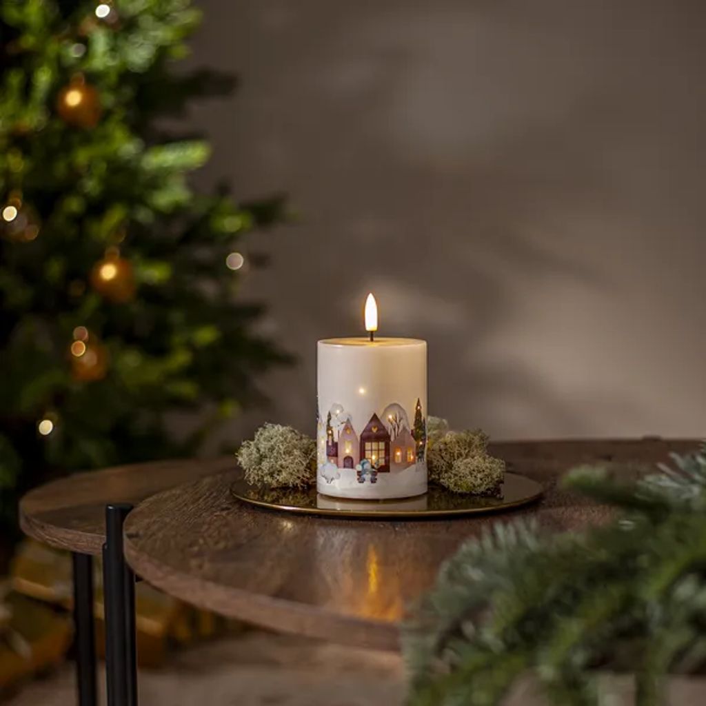 Star Trading LED-blokklys Flamme Winterland 12,5 cm – hvit