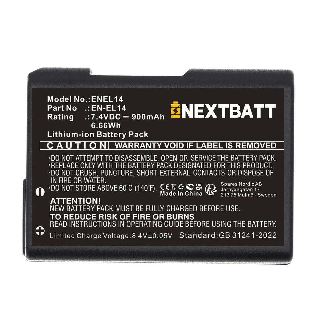 Batterij voor Nikon EN-EL14 / EN-EL14a etc. – 2-pack