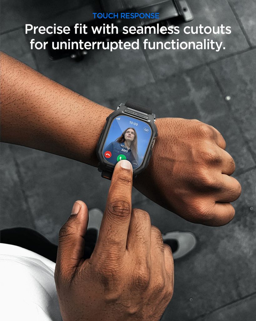 Spigen Apple Watch Ultra 4/3/2/1 49mm Kellonranneke & Kuori Lite Fit Pro näytönsuojalla  - Musta
