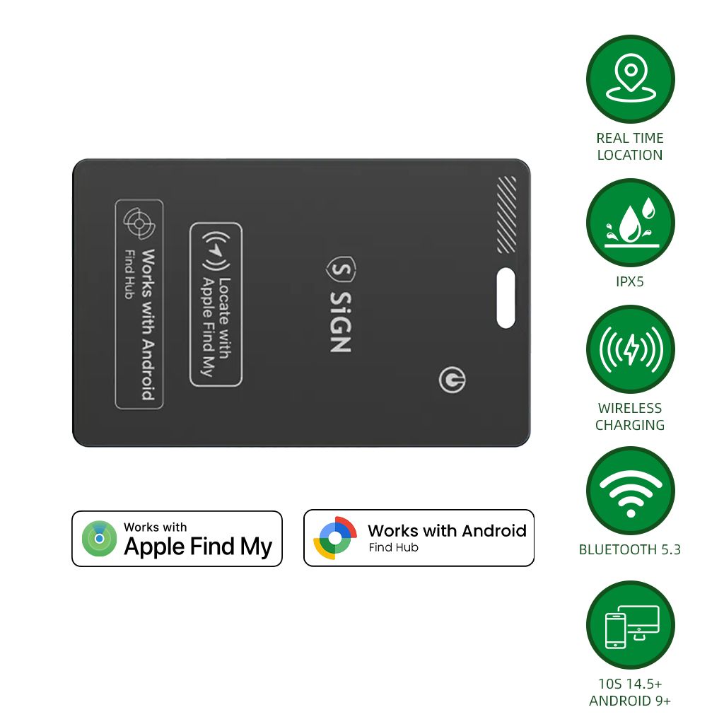 SiGN Ultra Slim Locatiezoeker Bluetooth Tracker voor Portemonnee SmartCard – Zwart