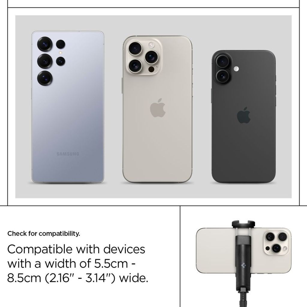 Spigen S541W Bluetooth selfiestang / stativ, 146 cm - Svart