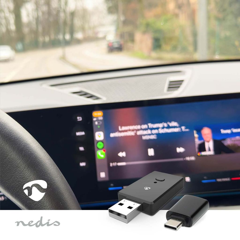 Nedis bilstereoadapter - trådløs Apple CarPlay / Android Auto, sort