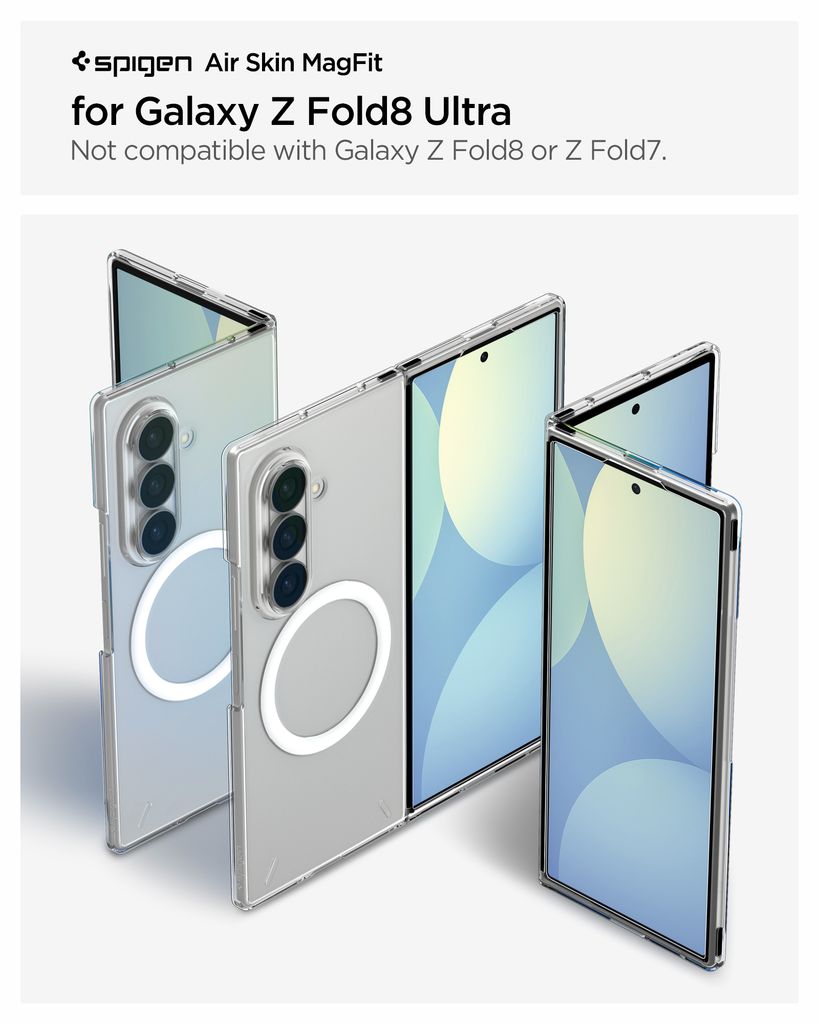 Spigen Airskin MagFit Deksel til Samsung Galaxy Z Fold8 Ultra - Gjennomsiktig/hvit