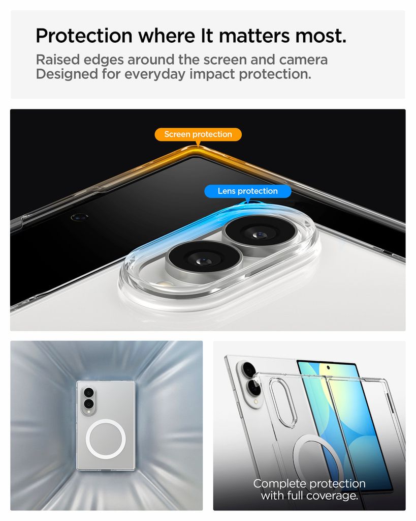 Spigen Airskin MagFit Deksel til Samsung Galaxy Z Fold8 - Gjennomsiktig/hvit