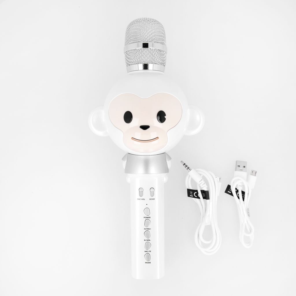 Maxlife Bluetooth-mikrofoni kaiuttimella ja eläinhahmolla – valkoinen