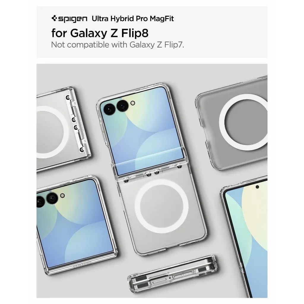 Spigen Ultra Hybrid Pro MagFit Deksel til Samsung Galaxy Z Flip8 - Gjennomsiktig/hvit