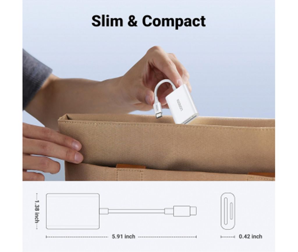 UGREEN USB-C -muistikortinlukija SD / microSD - valkoinen