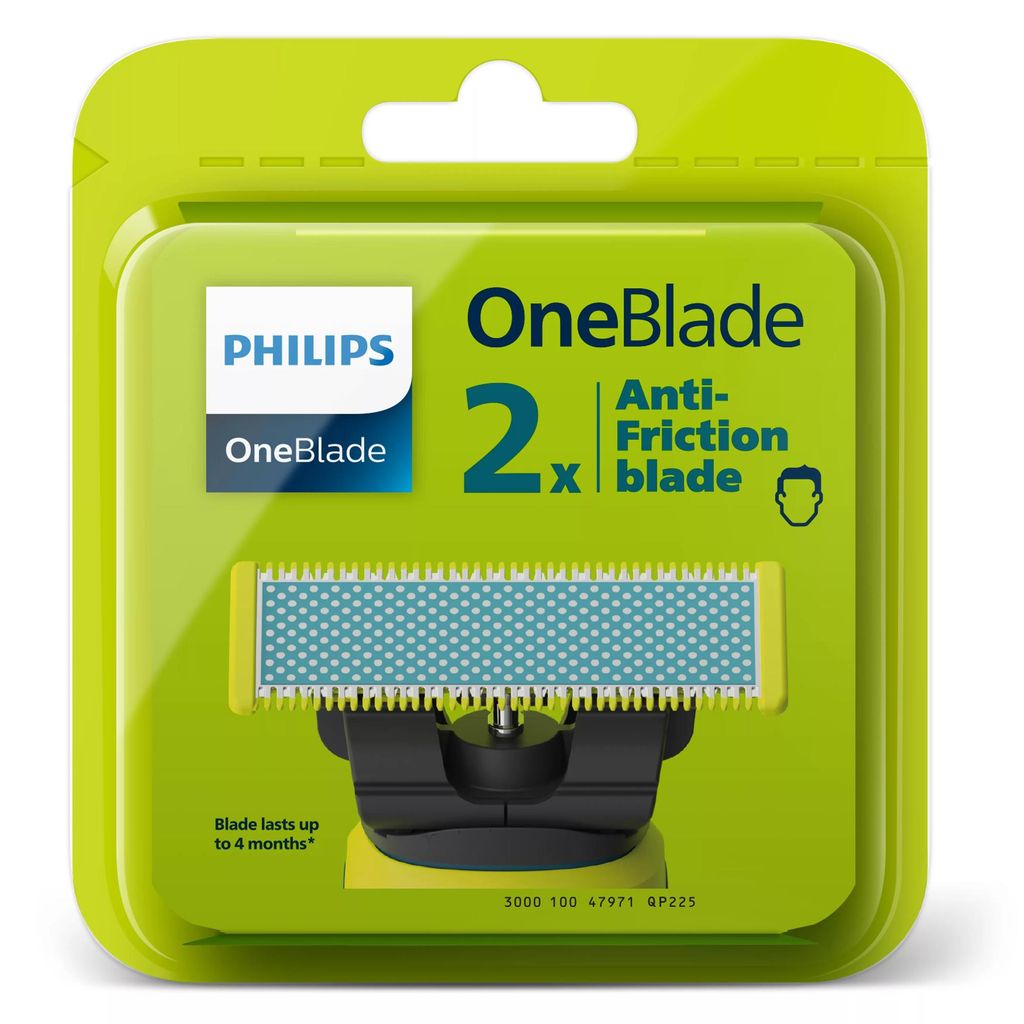 Philipsin partahöylän terät OneBlade QP225/50, 2 kpl - sininen/vihreä