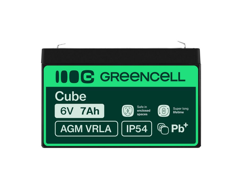 Green Cell AGM VRLA 6V 7Ah batteri for alarmsystemer, kasseapparater, leker
