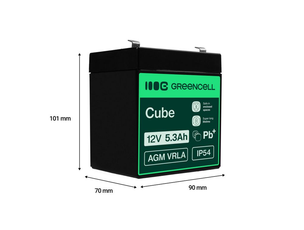 Green Cell 12V 5,3Ah VRLA-batteri för larm, kassaregister och leksaker