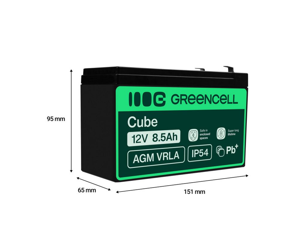 Green Cell AGM VRLA 12V 8,5Ah vedligeholdelsesfrit batteri
