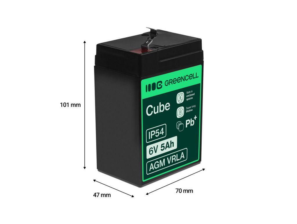 Green Cell AGM VRLA 6V 5Ah vedlikeholdsfritt batteri for alarmsystem, kasseapparat, leker