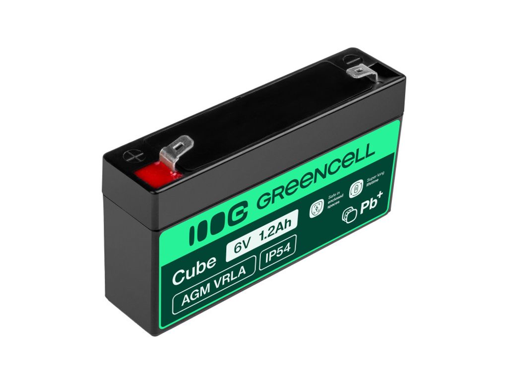 Green Cell 6V 1.2Ah VRLA-batteri underhållsfritt för larm och leksaker