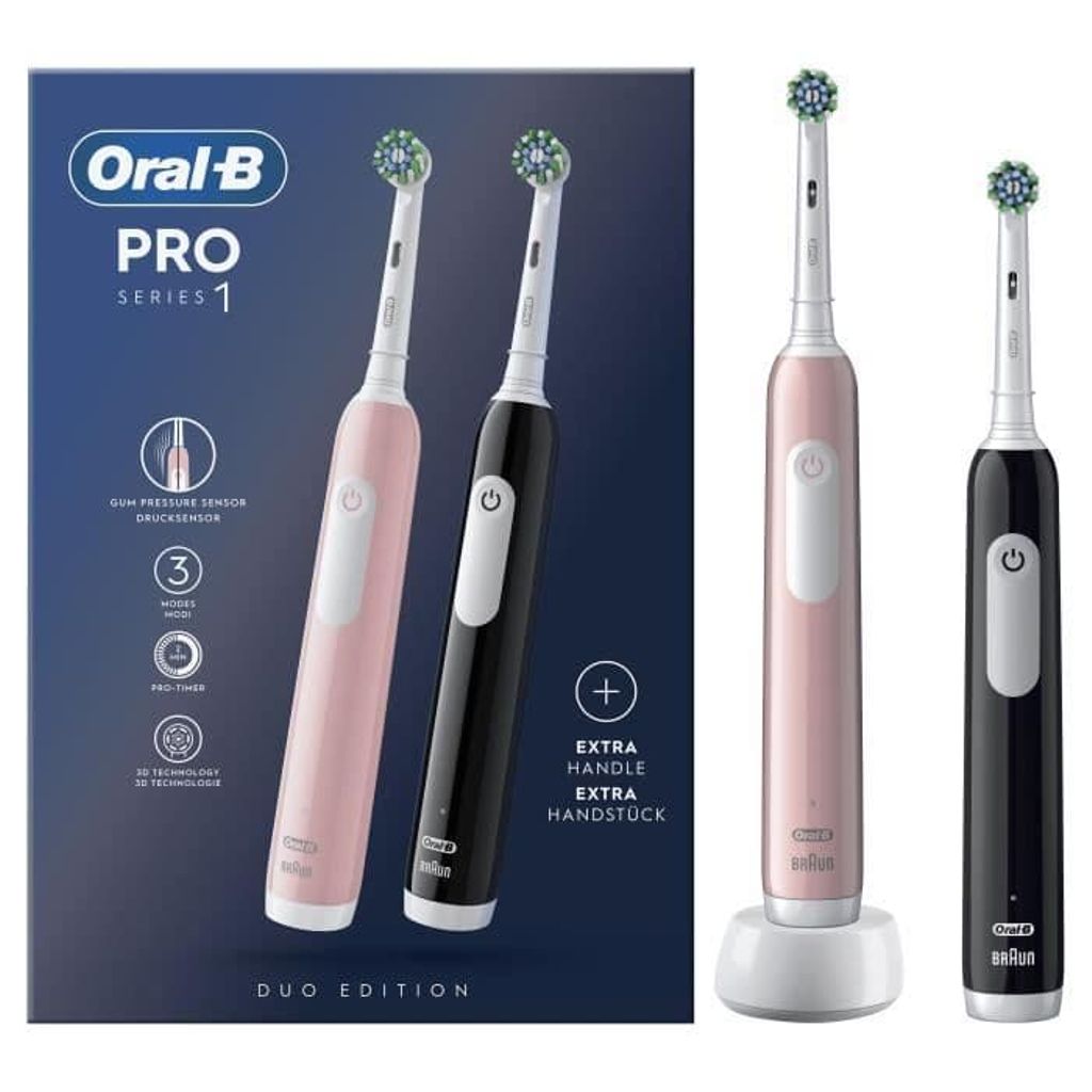 Oral-B Pro 1 Duo eltandborste - svart/rosa