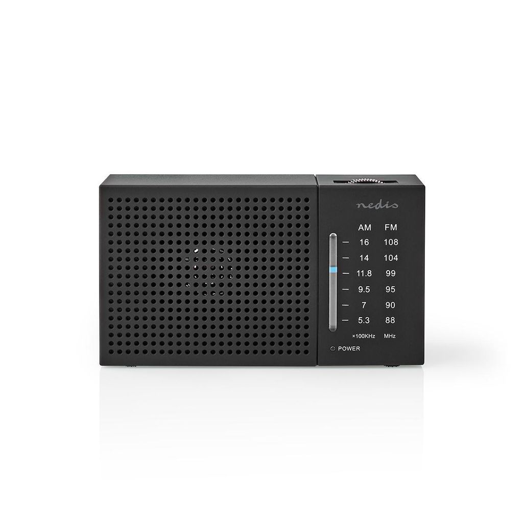 Nedis bærbar FM-radio med Bluetooth og vækkeur
