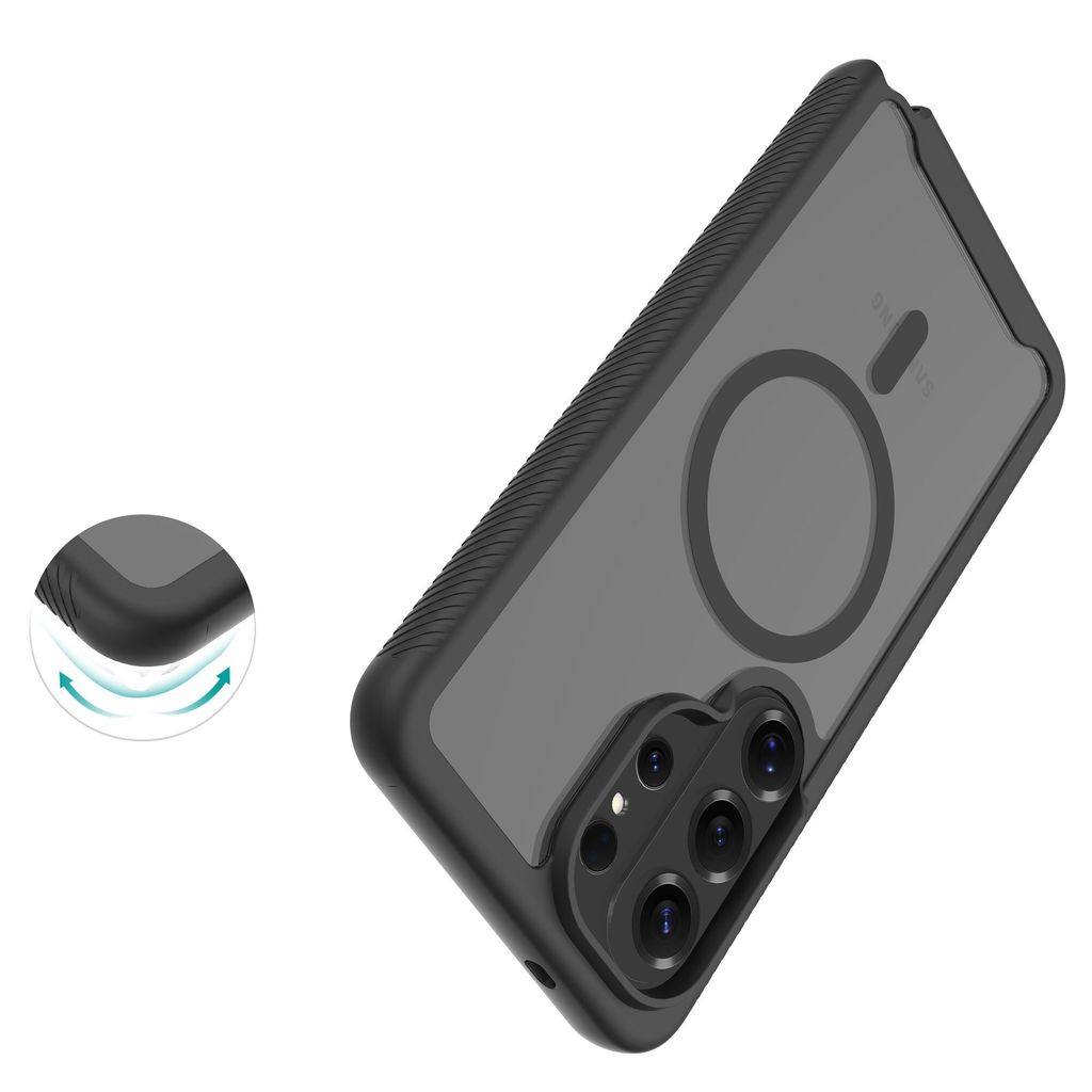 Mobique Samsung Galaxy S26 Ultra MagSafe Fuldt Beskyttende Cover - Sort/Gennemsigtig