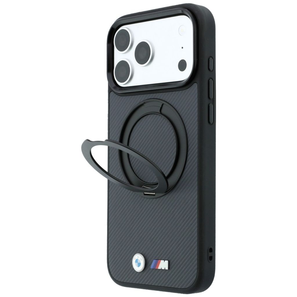 BMW Kevlar Ring Stand 360 MagSafe -kuori till iPhone 18 Pro Max/17 Pro Max - Harmaa