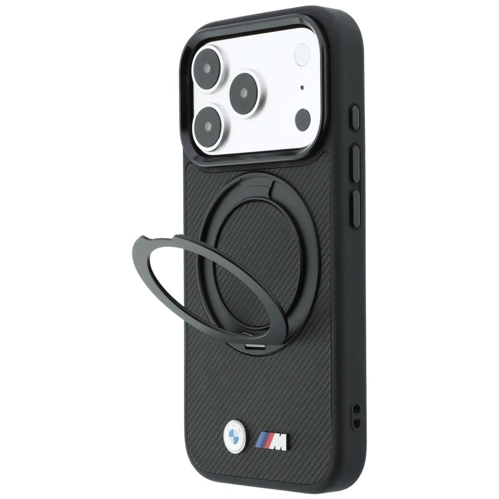 BMW Kevlar Ring Stand 360 MagSafe -kuori till iPhone 18 Pro/17 Pro - Musta